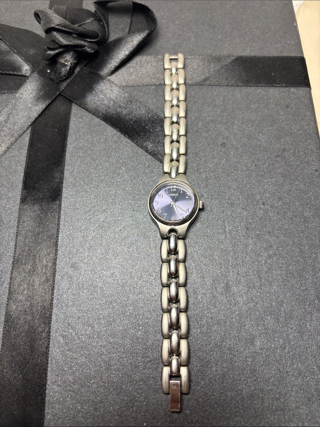 Lorus Silver Link Bracelet Watch With Blue Dial